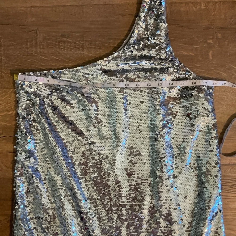 Anthropologie Metallic One-Shoulder Dress - Picture 9 of 12